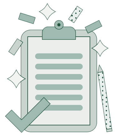 A drawing of a clipboard